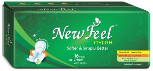 Cotton 275mm Stylish Sanitary Pads, Feature : Antiseptic, Breathable, Free Belt, Fully Cottony, High Absorbency