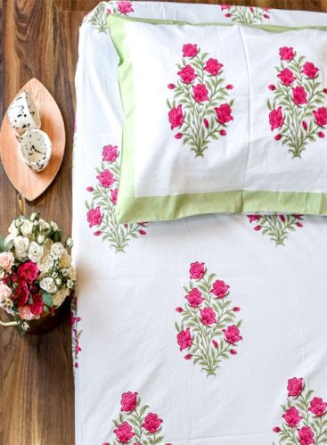 Rectangle Cotton Printed Handmade Bed Sheet, For Durable, Color : Multi-Color