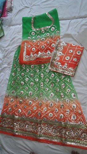 Silk Printed Designer Rajputi Suit, Size : M