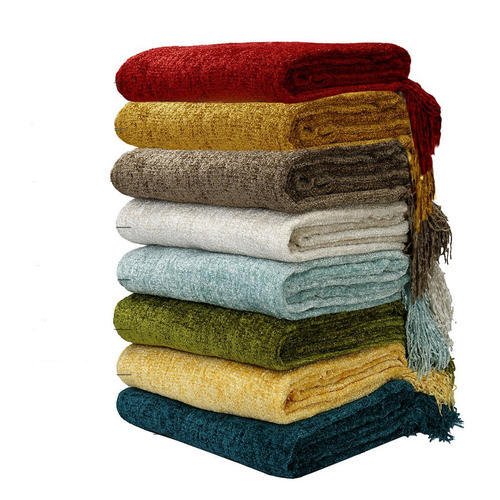 Plain Chenille Throws For Home, Hotel Etc.