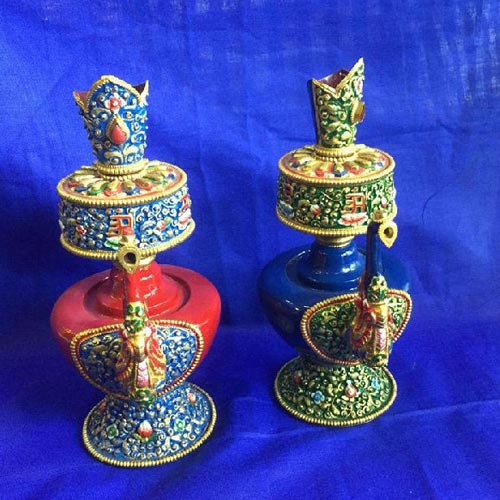 Non Polished Brass Buddhist Ritual- Bhumpa-Vase, Technics : Handmade