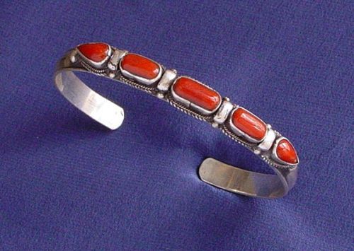 Polished Coral Cuff Bracelet Party, Packaging Type : Silver
