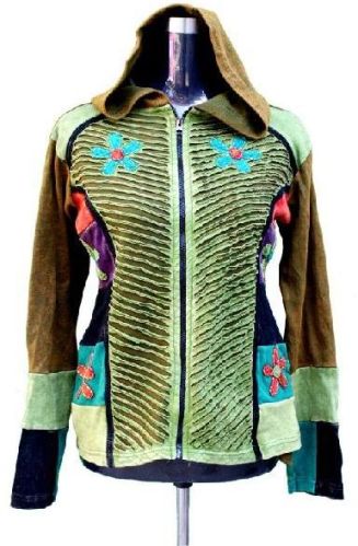 Handwork Pattern Green Cotton Ladies Jacket, Technics : Sew