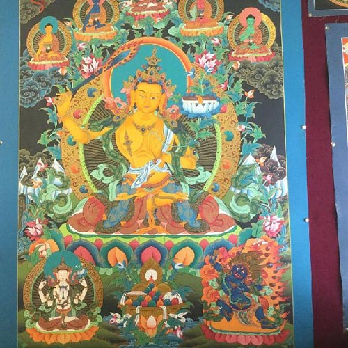 Non Polished Fabric Manjushree Thangka Painting Multisizes
