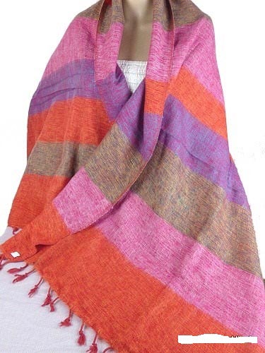 Plain Striped Wool Stole 28 x 80 inches