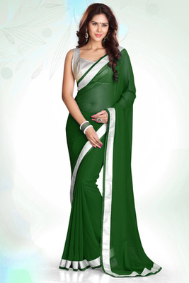 Plain Georgette Saree (PT-264), Feature : Comfortable, Easily Washable, Impeccable Finish