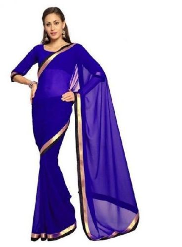 Plain Georgette Saree (PT-344), Feature : Anti-Wrinkle, Comfortable, Impeccable Finish