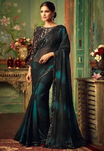 Plain Georgette Saree (PT-354), Feature : Comfortable, Easily Washable, Impeccable Finish