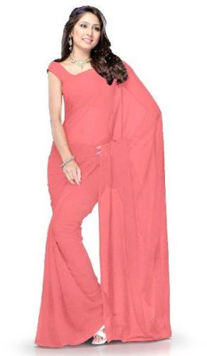 Plain Georgette Saree (PT-361), Feature : Comfortable, Easily Washable, Impeccable Finish