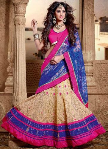 Embroidered Net Lehenga Saree (PT-198), Feature : Comfortable, Durability, Impeccable Finish