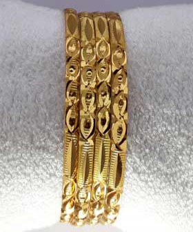 Non Polished Designer Die Gold Bangles, Technics : Machine Made