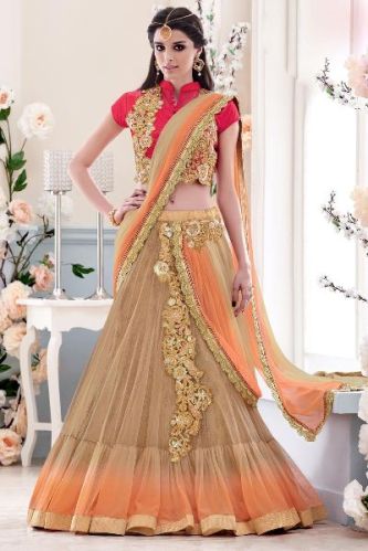 Embroidered Chiffon Designer Lehenga Sarees, Occasion : Party Wear, Wedding Wear