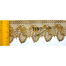 100% Polyester African Gold Zari Lace, Feature : Eco-Friendly, Water Soluble