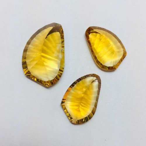 Citrine Concave Cut Faceted Stone