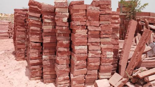 Rectangular RAF Non Polished Red Sandstone Cobbles, For Making Way, Size : 24x24Inch