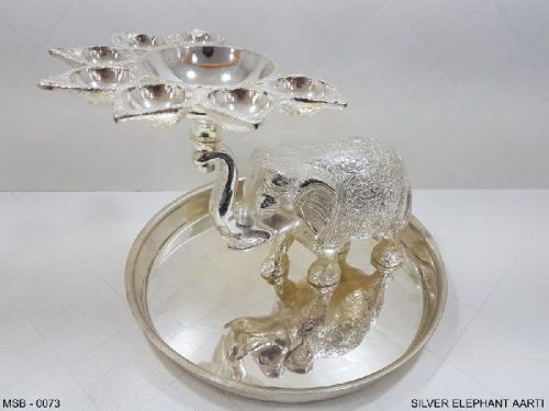 Sliver Elephant Diya, For Pooja, Style : Antique