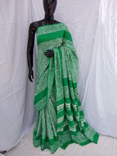 Block Cotton Printed Saree, Occasion : Party Wear, Regular Wear