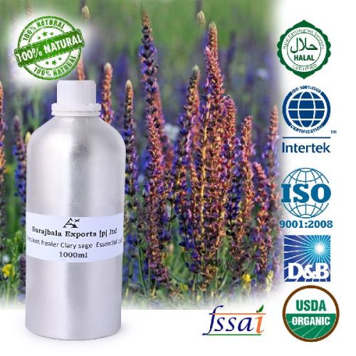 GMO Clary Sage Essential Oil, For Cosmetics, Medicines, Extraction Type : Steam Distillation