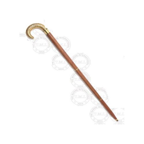 Wooden Walking Stick With Brass Handle
