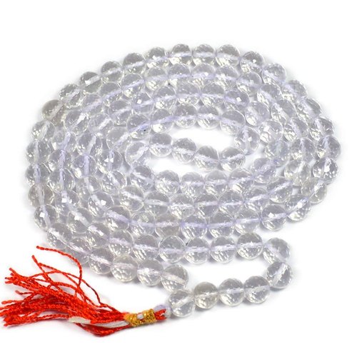 Natural Diamond Cutting Crystal Mala Certified, Pattern : Plain