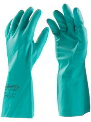 Nitrile Rubber Hand Gloves, Color : Green