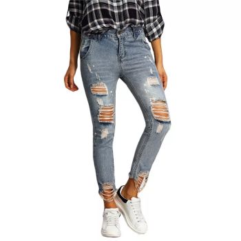 Denim Ladies Distressed Jeans, Feature : Easily Washable