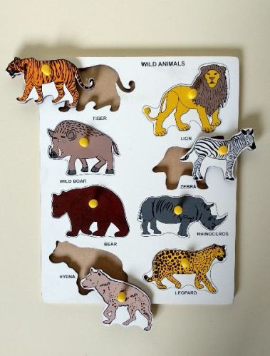 Coated Wooden Wild Animal Puzzle, For Play School, Age Group : 2-4 Yrs