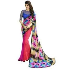 Printed Saree, For Anti-Wrinkle, Easily Washable, Color : Multicolor