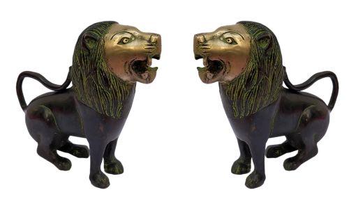 Polished Brass Lion Statue, For Garden, Home, Office, Size : Multisizes