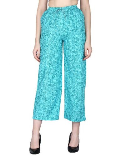 Rayon Printed Regular Fit Flared Palazzo (Green)