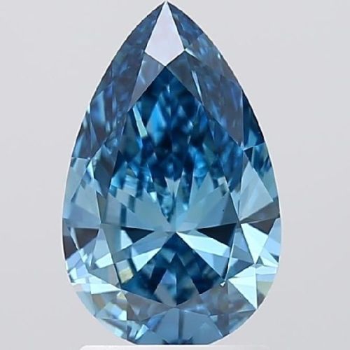 Cvd Fancy Intense Blue Pear Shape Diamond, Finishing : Polished