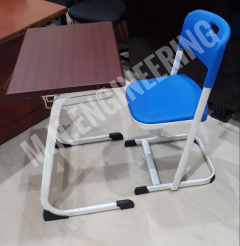 Square Polished Steel Single Desk With Chair, For School, Pattern : Plain