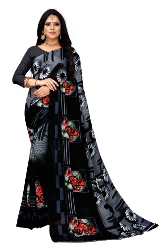 Choiceit Georgette Printed Saree, Saree Length : 6 M (with Blouse Piece)