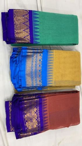 Siko Gadwal Handloom Cotton Sarees, For Dry Cleaning, Packaging Type : Packet