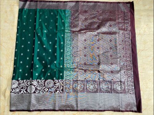 Unstitched Checked Cotton Gadwal Siko Sarees, Technics : Woven