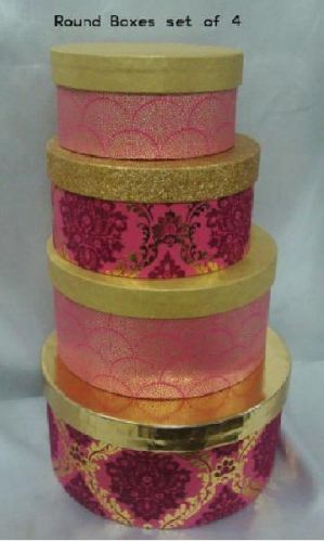 Paper Round Boxes(Set Of 4), For Gifting, Packaging, Color : Multicolor