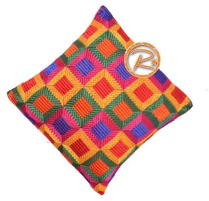 Rockstar Chinnon Base Fabric Phulkari Cushion Covers, Size : 16x16 Inches