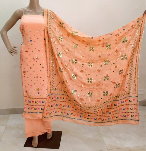 Rockstar Crepe Phulkari Suits, Occasion : Party Wear