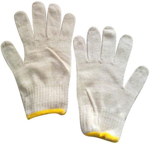 White Plain Cotton Knitted Safety Gloves, For Winter Wear, Length : 10-15 Inches, 15-20 Inches, 20-25 Inches