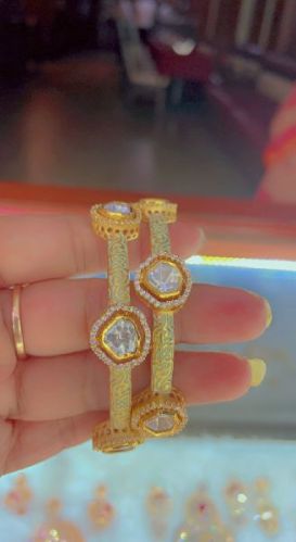 Brass Polished Uncut Kundan Bangles, For Personal, Dimension : .4 Inch