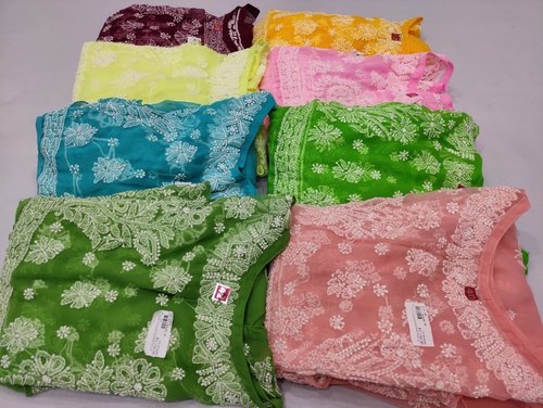 Rounf Chiffon Ladies Embroidered Gown, Occasion : Wedding Wear