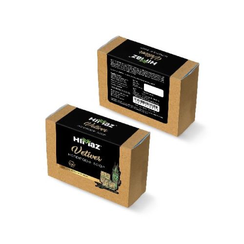 Oval HIMAZ Vetiver Handmade Soap 75gm, Packaging Type : Kraft Box