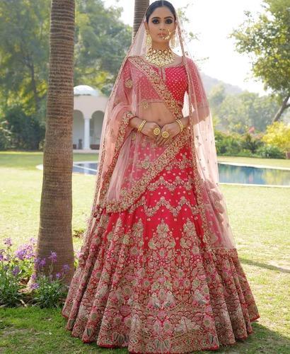 Chanderi Bridal Lehenga Choli, Feature : Elegant Design, Stone Work