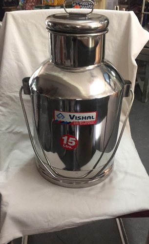 ROUND SS Milk Can, Color : STEEL