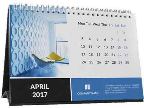 Paper Table Calendar, Pattern : Printed