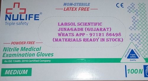 Nulife Nitrile Medical Examination Gloves, Size : Medium