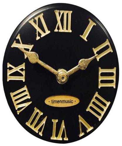 Timenmusic Tin Metal Black Fridge Magnet Clock