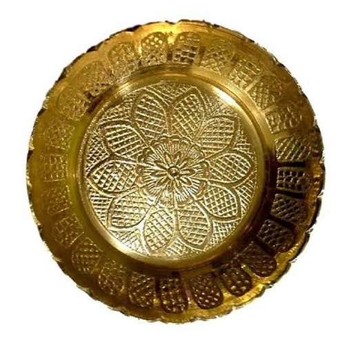 Brass Pooja Plate, Color : Golden