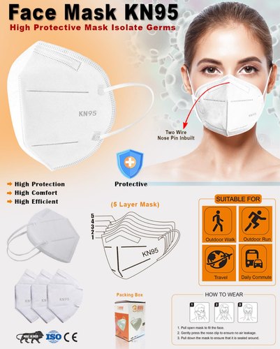 HORA Non Woven Meltblown Fabric Face Mask, For Protection Against Virus, Model Name/Number : KN95