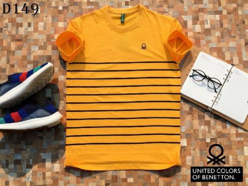 UCB Cotton Mens Striped T-Shirts, Sleeve Style : Half Sleeve